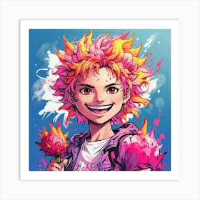 Girl With Pink Hair 1 Art Print