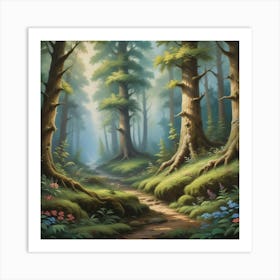 An Enchanting Forest Scene Art Art Print Art Print