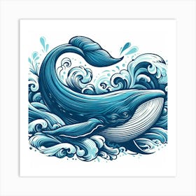 Illustration whale Art Print