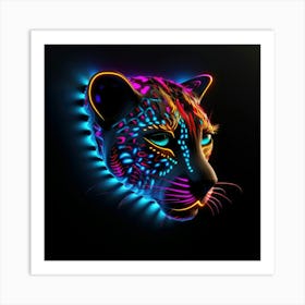 Neon Leopard Head 1 Affiche