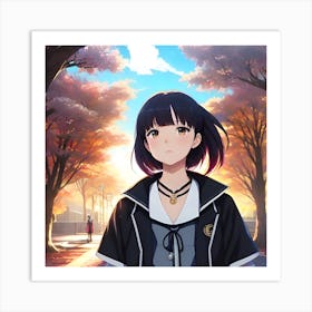 Anime Girl Standing In A Park Art Print