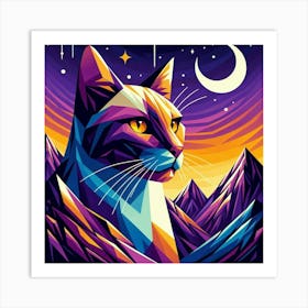 Shadow Low Poly Cat Art Print