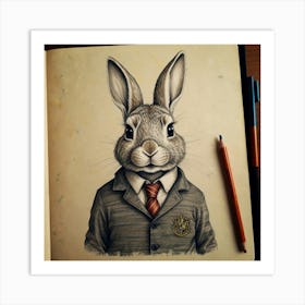 Rabbit In A Suit 1 Art Print