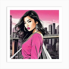 Asian Woman In Pink Art Print