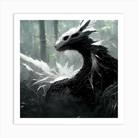 Black Dragon In The Forest Art Print