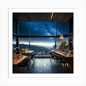 Firefly Futuristic Nordic Coffee Shop With A Cosmic View 97893 (2) Art Print