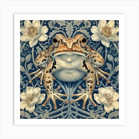 William Morris Inspired Cottage Core Frog Art Print