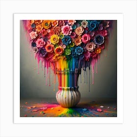 Colorful Flowers In A Vase Art Print