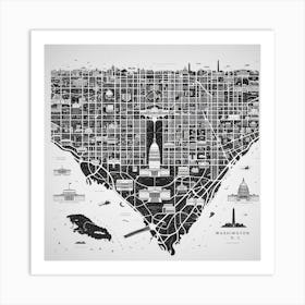 Washington City Map Art Print