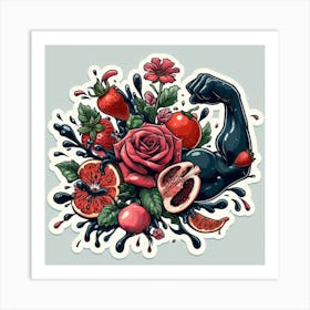 Roses And Fruits Art Print