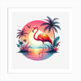 Flamingo At Sunset 1 Art Print