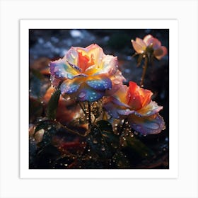 Rainbow Roses Art Print