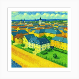 Nestled in Nature: A Village Tale View Of The City Art Print