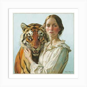 Girl With A Tiger 1 Art Print