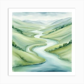 Watercolor Landscape Painting Art Print