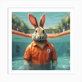 Rabbit In The Pool Art Print