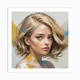 Girl With Paint On Her Face Art Print Art Print