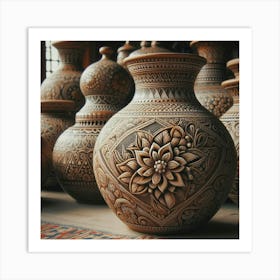 Pottery Vase With Intricate Designs And Patterns (4) Art Print