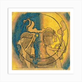 Two Stylized Female Figures With Clock In Hand, Jan Toorop Art Print