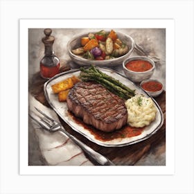 Steak And Mashed Potatoes Art Print