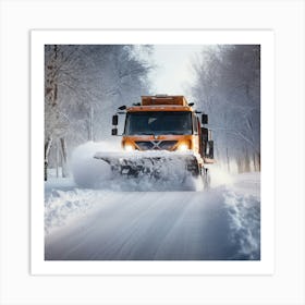 Snow Plow Driving In The Snow Art Print