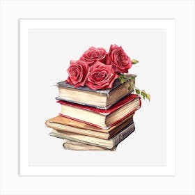 Roses On Books 13 Art Print