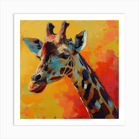 Warm Impasto Portrait Of A Giraffe 4 Art Print