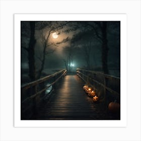 Halloween Bridge Art Print