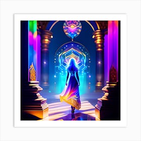 Woman Walking Through A Portal Art Print