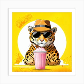 Leopard With A Drink Art Print