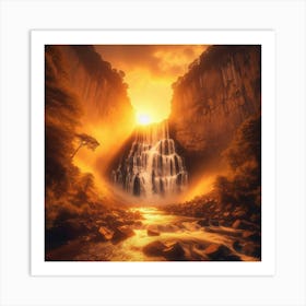 Sunset Over A Waterfall Art Print