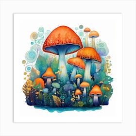 Mushrooms In The Forest 106 Art Print