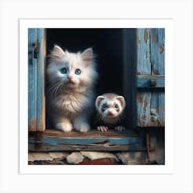 Ferret And Kitten 3 Art Print