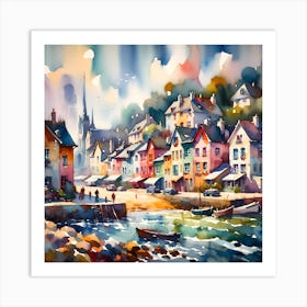 Watercolor Of A Village Art Print