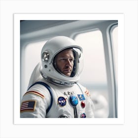 Astronaut Day Spaceman In White Space Suit Costume Open Glass Helmet 1 Art Print