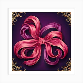 Vector Decorative Ornamental Ribbon Bow Curled Twisted Elegant Delicate Stylish Adorned F (6) Art Print