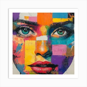 Portrait Of A Woman Abstract Colorful Art Print