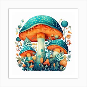 Mushrooms In The Garden 5 Art Print