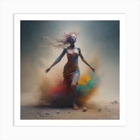 Woman In A Colorful Dress Art Print