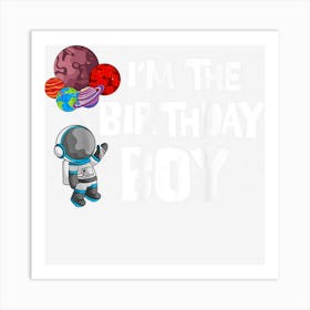 Astronaut Birthday Boy Holding Planet Balloon Bday Party Art Print