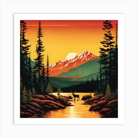 Sunset In The Mountains 1 Art Print