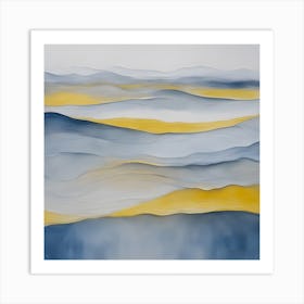 Abstract Blue And Yellow Waves 1 Art Print