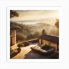 Firefly Rustic Rooftop Spanish Villas Landscape 23428 Art Print