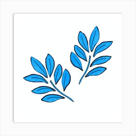 Lushy Leaves 2 Blue 1 Art Print