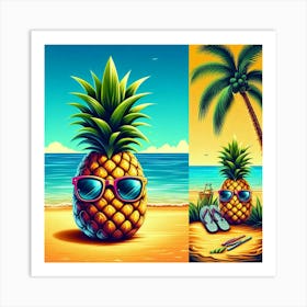 Pineapple On The Beach 1 Art Print