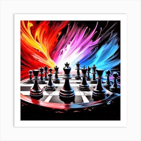 Colorful Chess Pieces Art Print