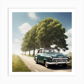 Vintage Classic Car On The Road Art Print