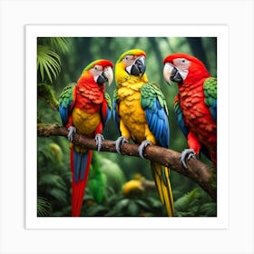 Parrots In The Rainforest Art Print