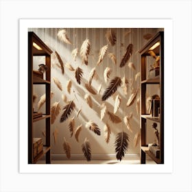 Feathers Hanging From The Ceiling Art Print