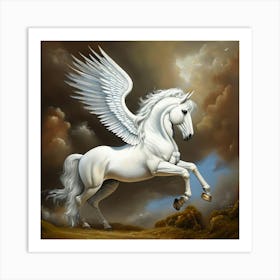 White Horse With Wings Art Print